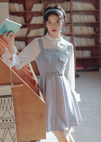 Vestido mini de rayas con botones