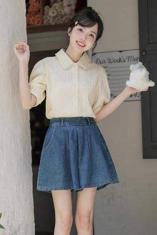 Flared Denim Shorts