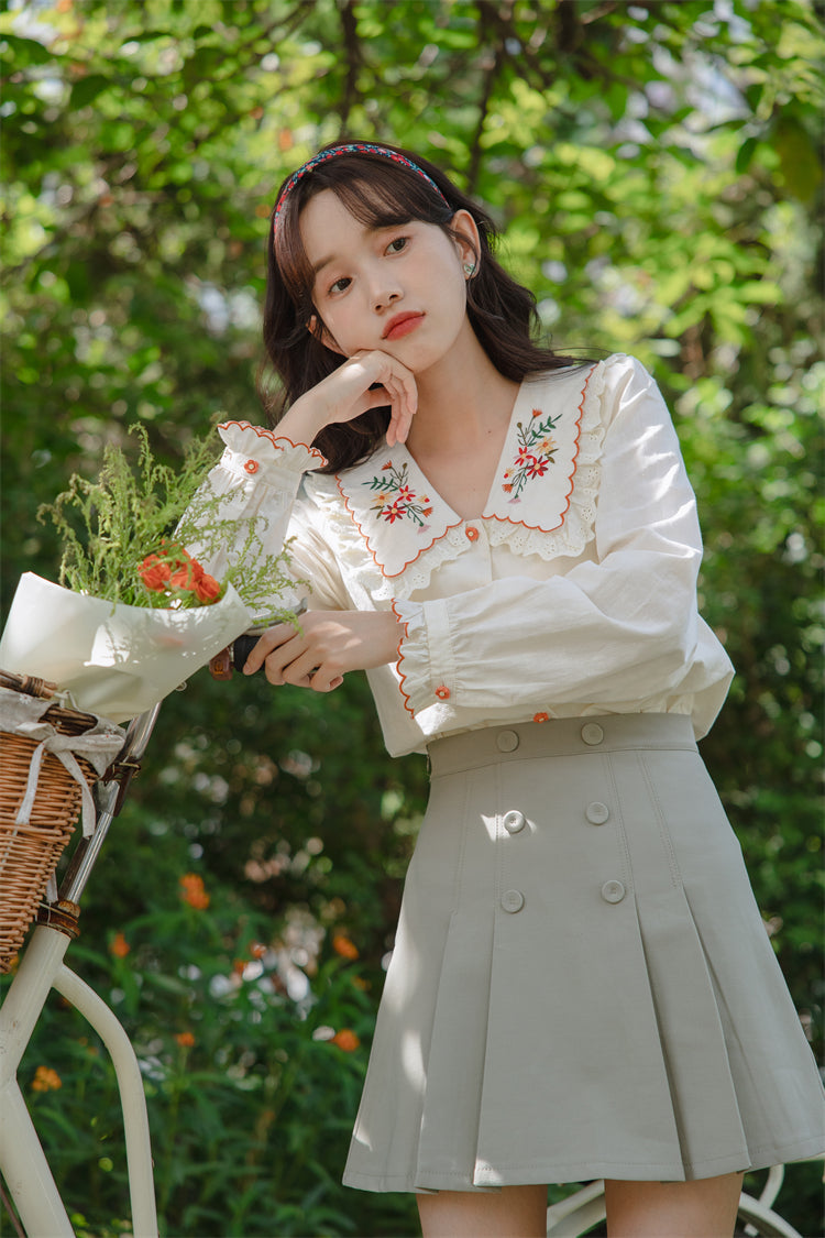 Floral Blooms Embroidered Blouse