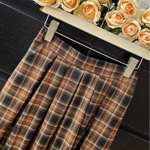 Autumnal Plaid Midi Skirt