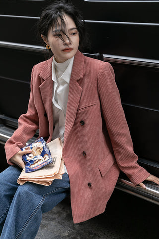 Corduroy Double Breasted Blazer Jacket