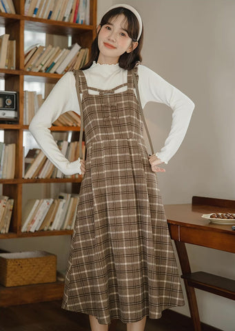 Cocoa Plaid Flutter Cami Dress