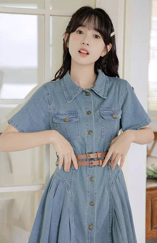 Button Up Denim Mini Dress