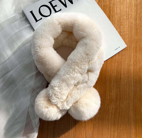 Fuzzy Pom Pom Scarf