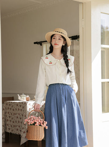 Sweet Cherry Collar Blouse