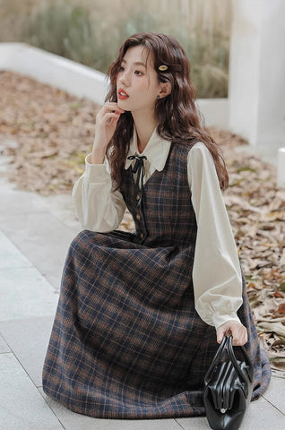 Edinburgh Plaid Pinafore Dress Set