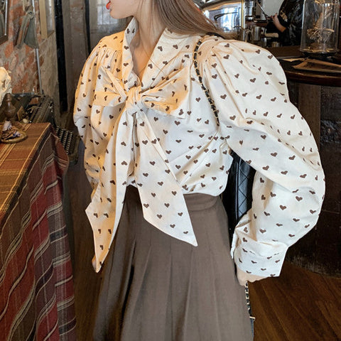 Little Hearts Tie Up Blouse