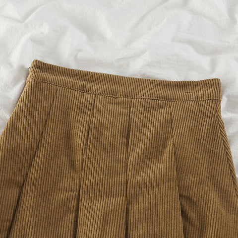 Corduroy Pleated Skirt
