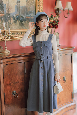 Corduroy Button Up Midi Dress