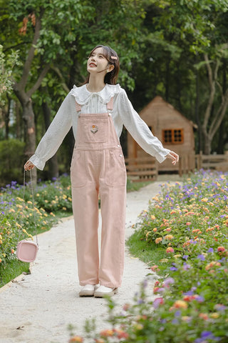 Flower Bouquet Embroidered Overalls