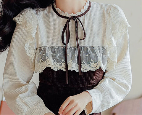Square Lace High Neck Sweater Dress