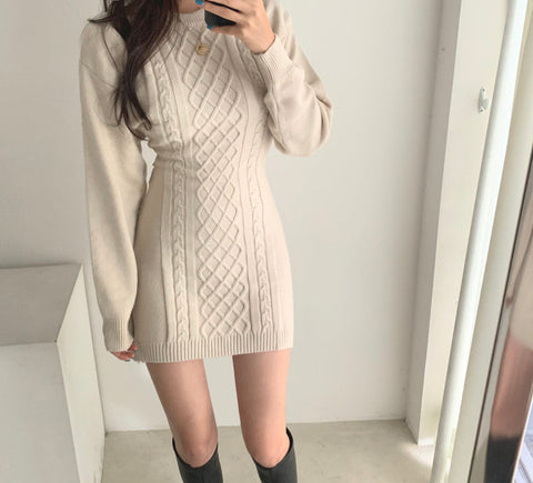 Ribbed Bodycon Mini Sweater Dress