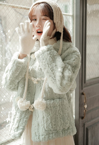 Abrigo de piel con botones Little Rose