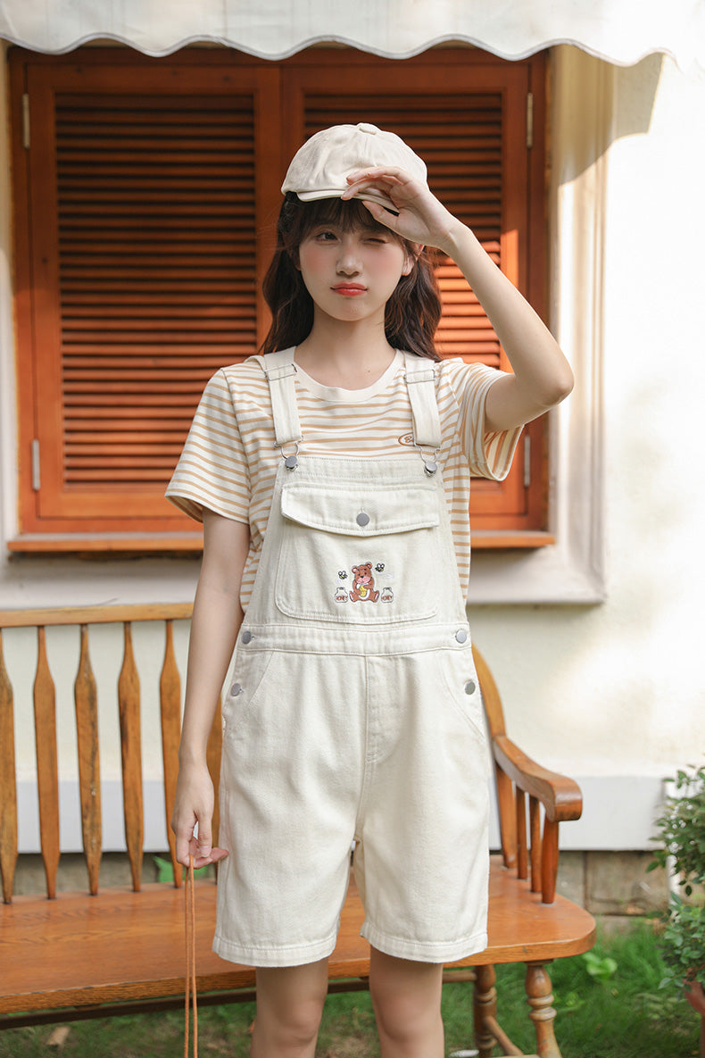 Honey Bear Short Overalls