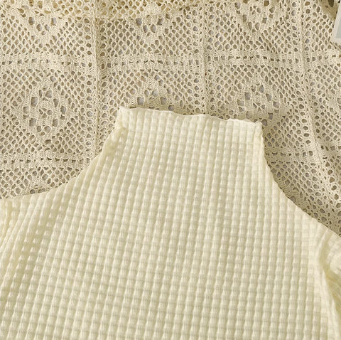 Camisa de capas de crepé gofre