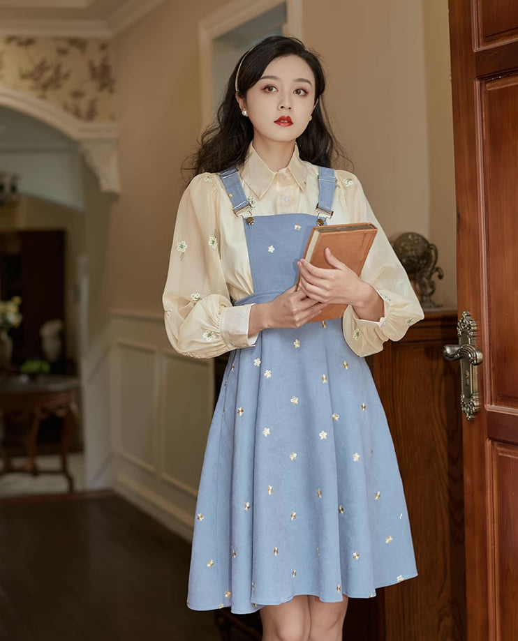 Delicate Daisy Embroidered Pinafore