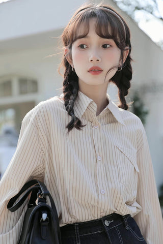 Boyfriend Stripe Button Up Shirt