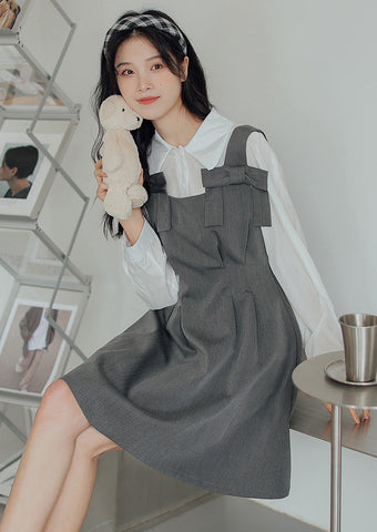 Little Bow Mini Pinafore Dress Set