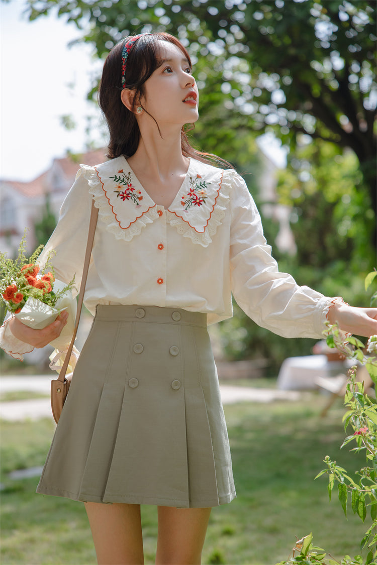 Floral Blooms Embroidered Blouse