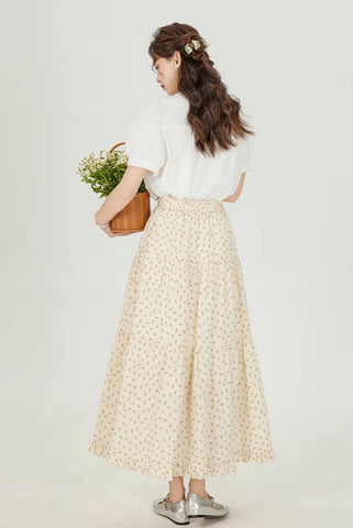 Ditsy Floral Tiered Midi Skirt