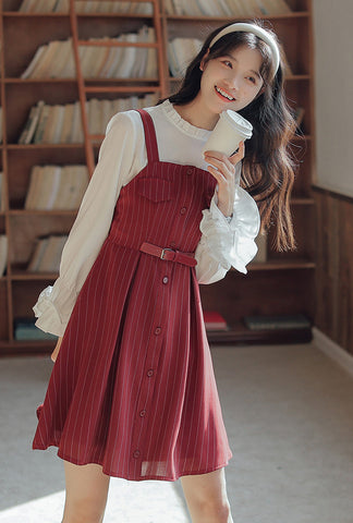 Vestido mini de rayas con botones