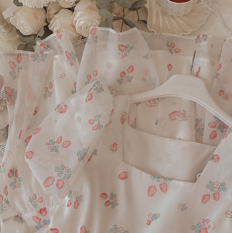 Strawberry Bunny Tiered Dress