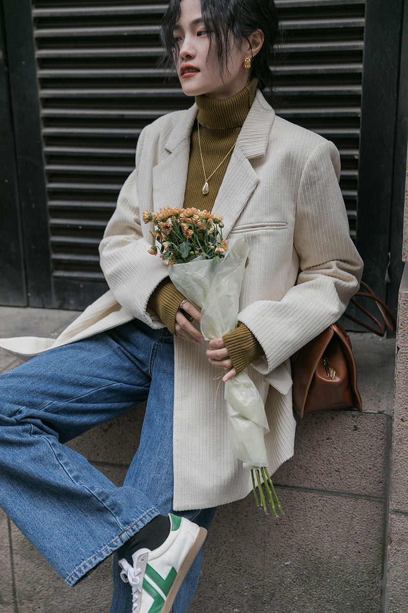 Corduroy Double Breasted Blazer Jacket