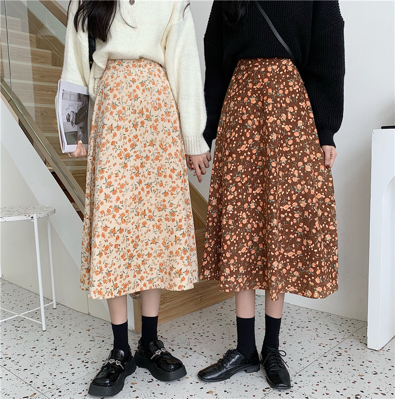 Fall Florals Midi Skirt