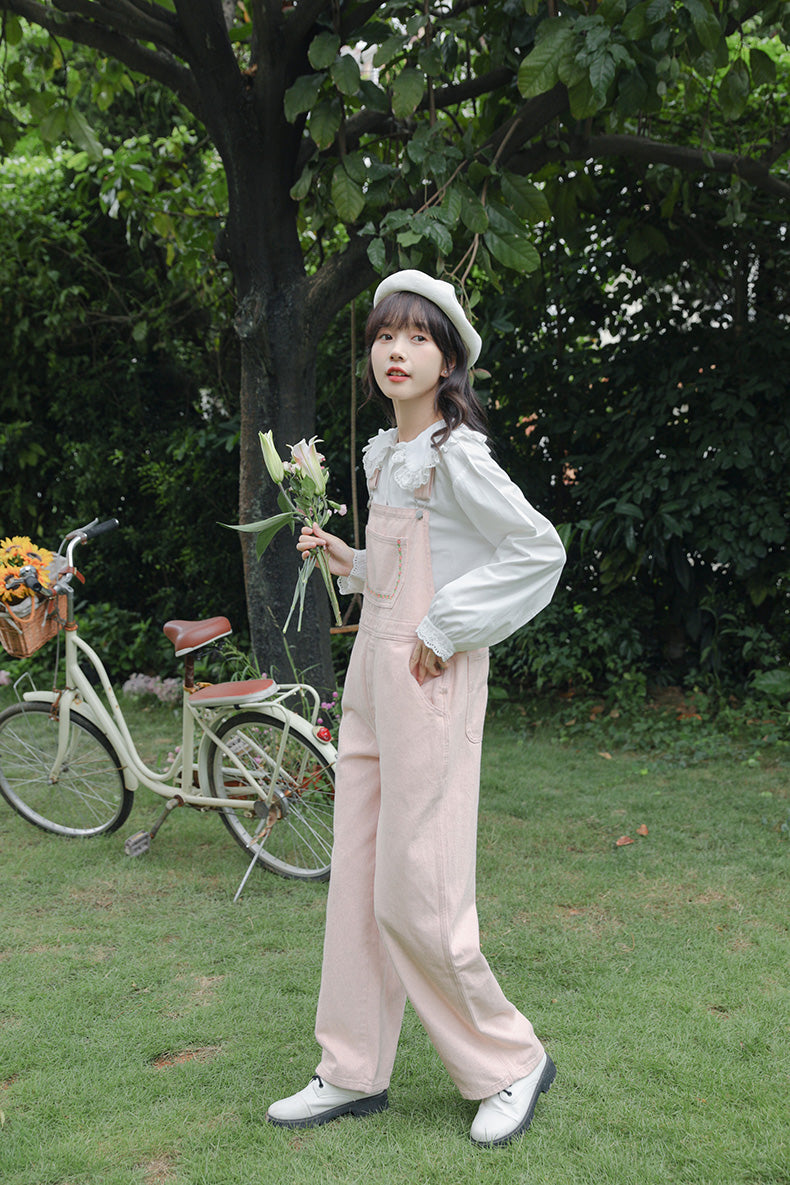 Denim-Overall mit Daisy Chain-Stickerei