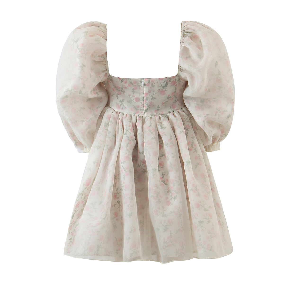 Vestido mini abullonado reversible Rose Tea