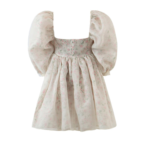 Vestido mini abullonado reversible Rose Tea