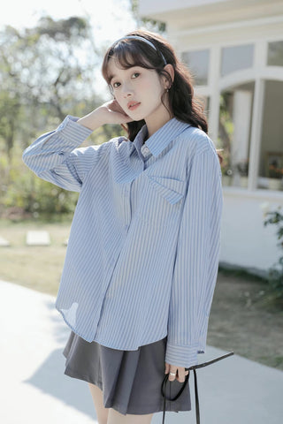 Boyfriend Stripe Button Up Shirt