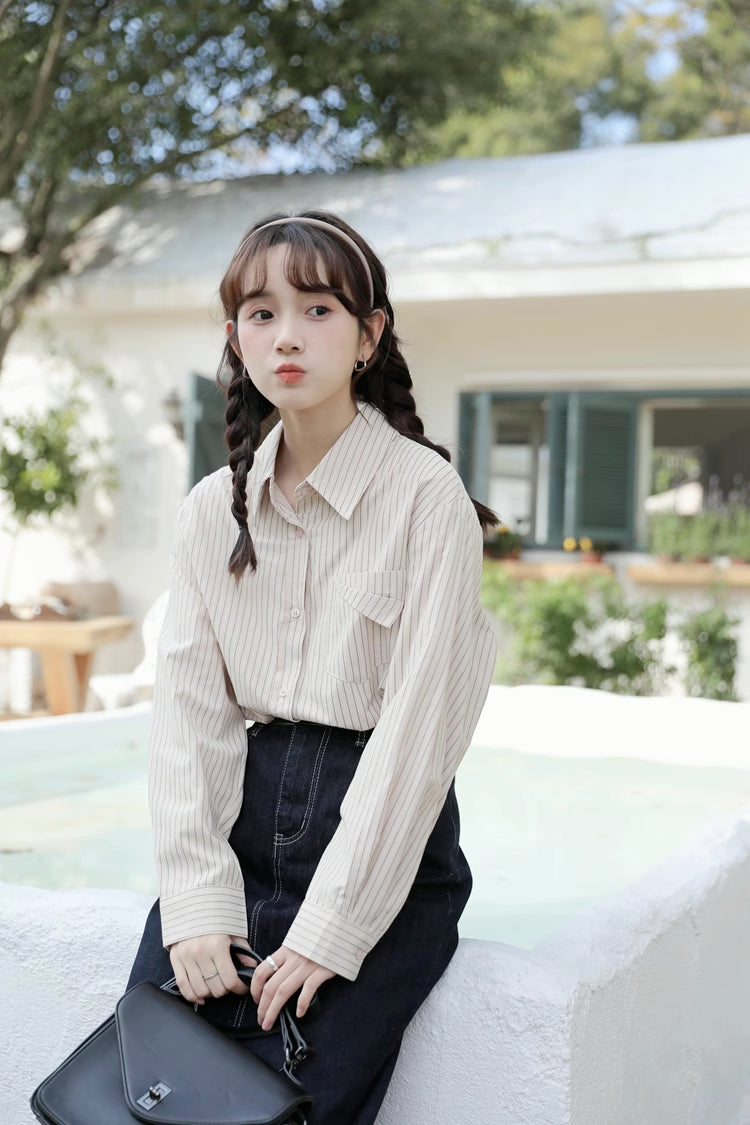 Boyfriend Stripe Button Up Shirt