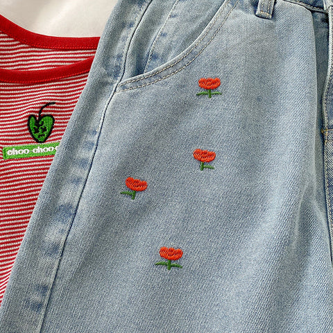Little Tulip Embroidered Shorts