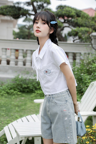 Saturn Embroidered Shorts