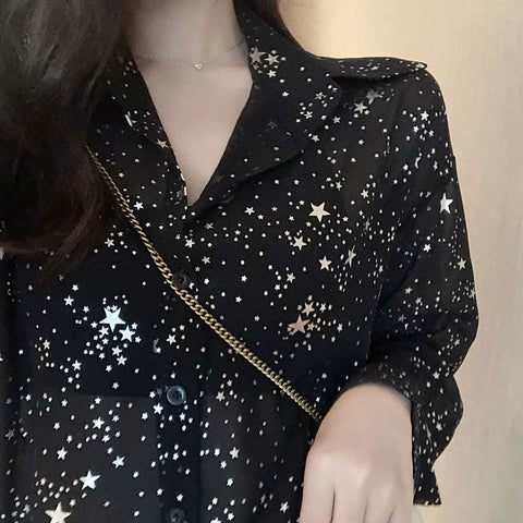 Sheer Starry Button Up Shirt