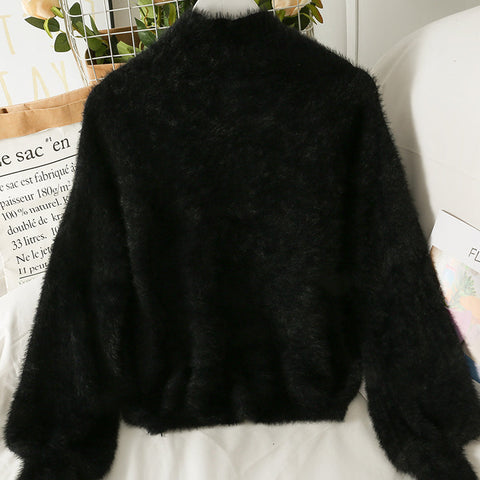 Fuzzy High Neck Sweater