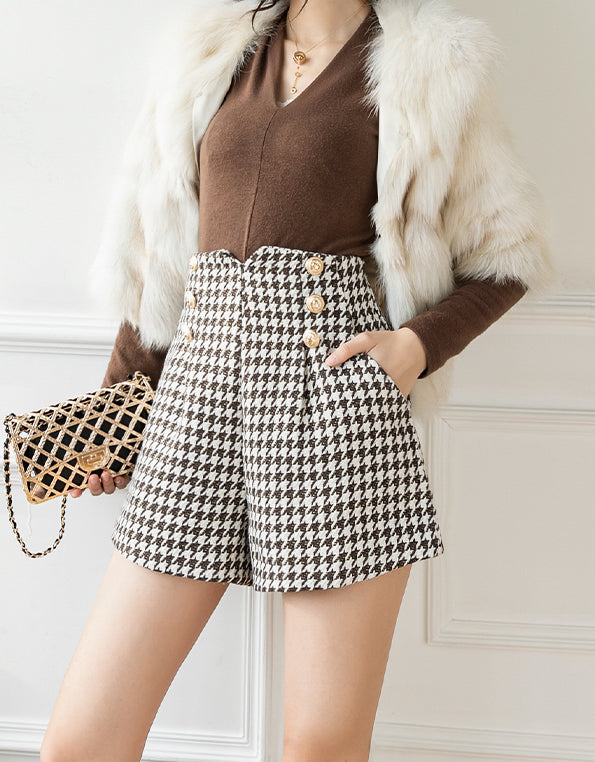 Houndstooth Tweed Shorts