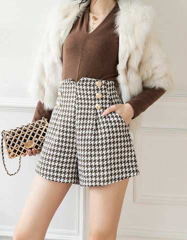 Houndstooth Tweed Shorts
