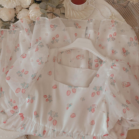 Strawberry Bunny Tiered Dress