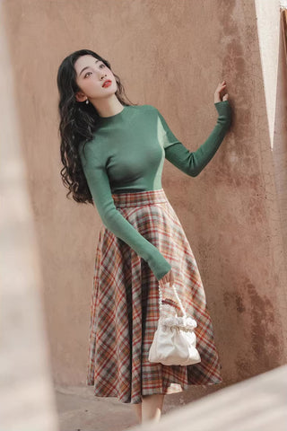 Maple – Karierter Midi-Tellerrock