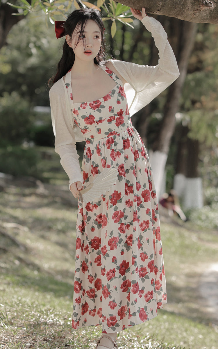 Retro Rose Midi Dress