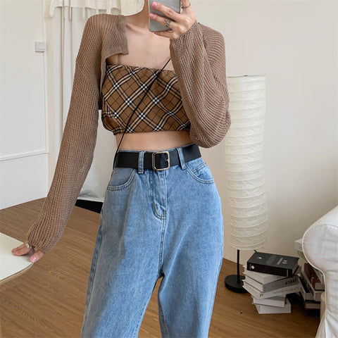 Belted Cropped Mom Jeans