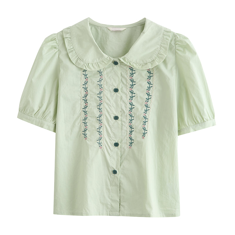 Flower Vines Embroidered Blouse