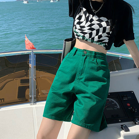 Rainbow Denim Bermuda Shorts