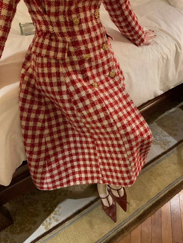 Candy Cane Gingham Dress Coat