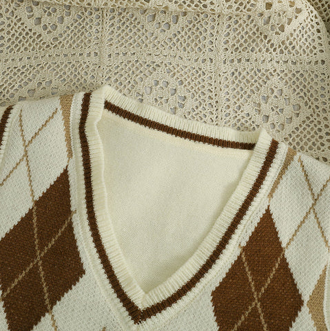 Spiced Argyle Plaid Vest Set