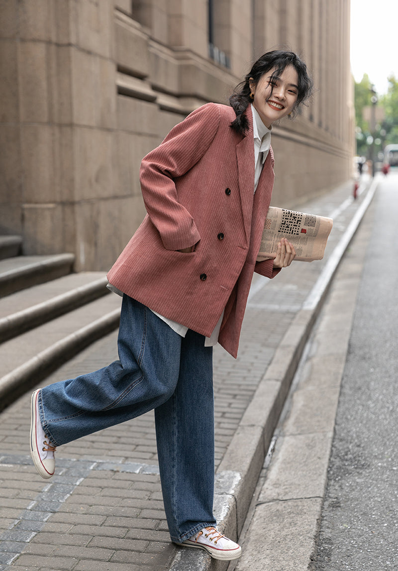 Corduroy Double Breasted Blazer Jacket