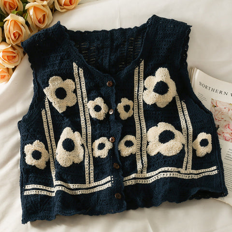 Chaleco de crochet de margaritas