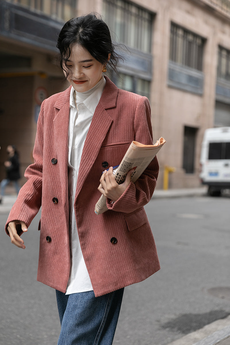 Corduroy Double Breasted Blazer Jacket